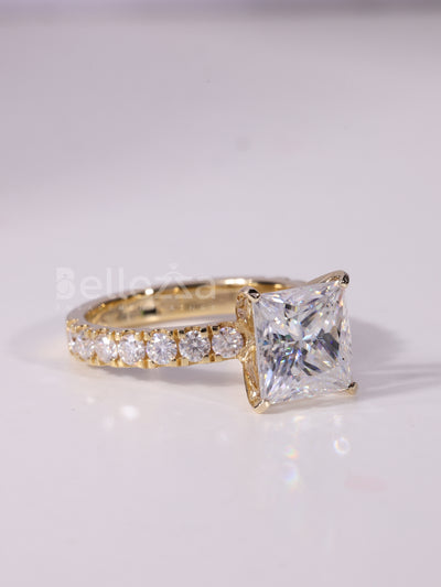 1.0CT-2.0CT Princess Cut Diamond Pave Setting Engagement Ring