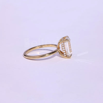 2.25CT Emerald Cut Hidden Halo Moissanite Engagement Ring - Ready to Ship