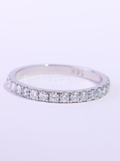 Round Cut Diamond Half Eternity Moissanite Wedding Band