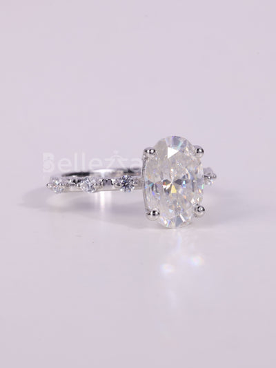 1.50CT-2.50CT Oval Cut Diamond Petite Pave Engagement Ring