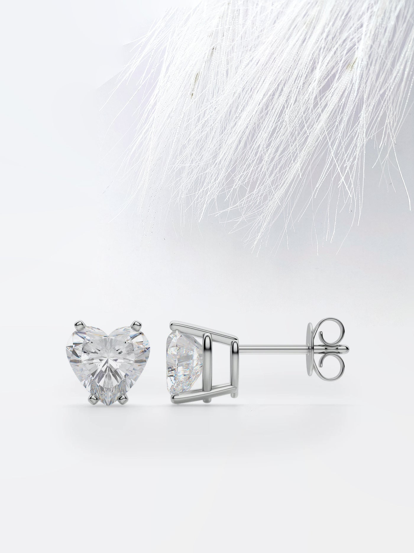 1.0CT Heart Cut Stud Moissanite Diamond Earrings For Women