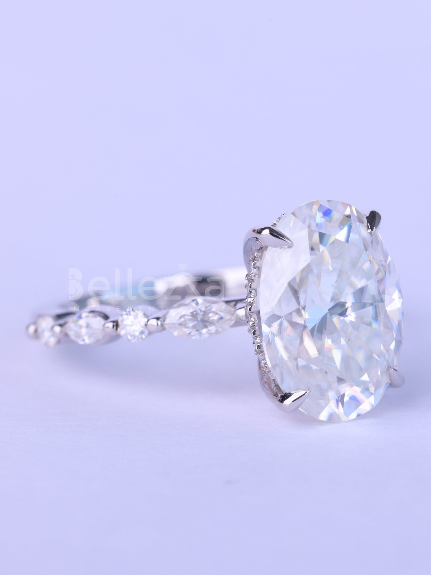 1.50CT Oval Cut Diamond Pave Setting Moissanite Engagement Ring