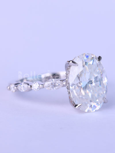 1.50CT Oval Cut Diamond Pave Setting Moissanite Engagement Ring