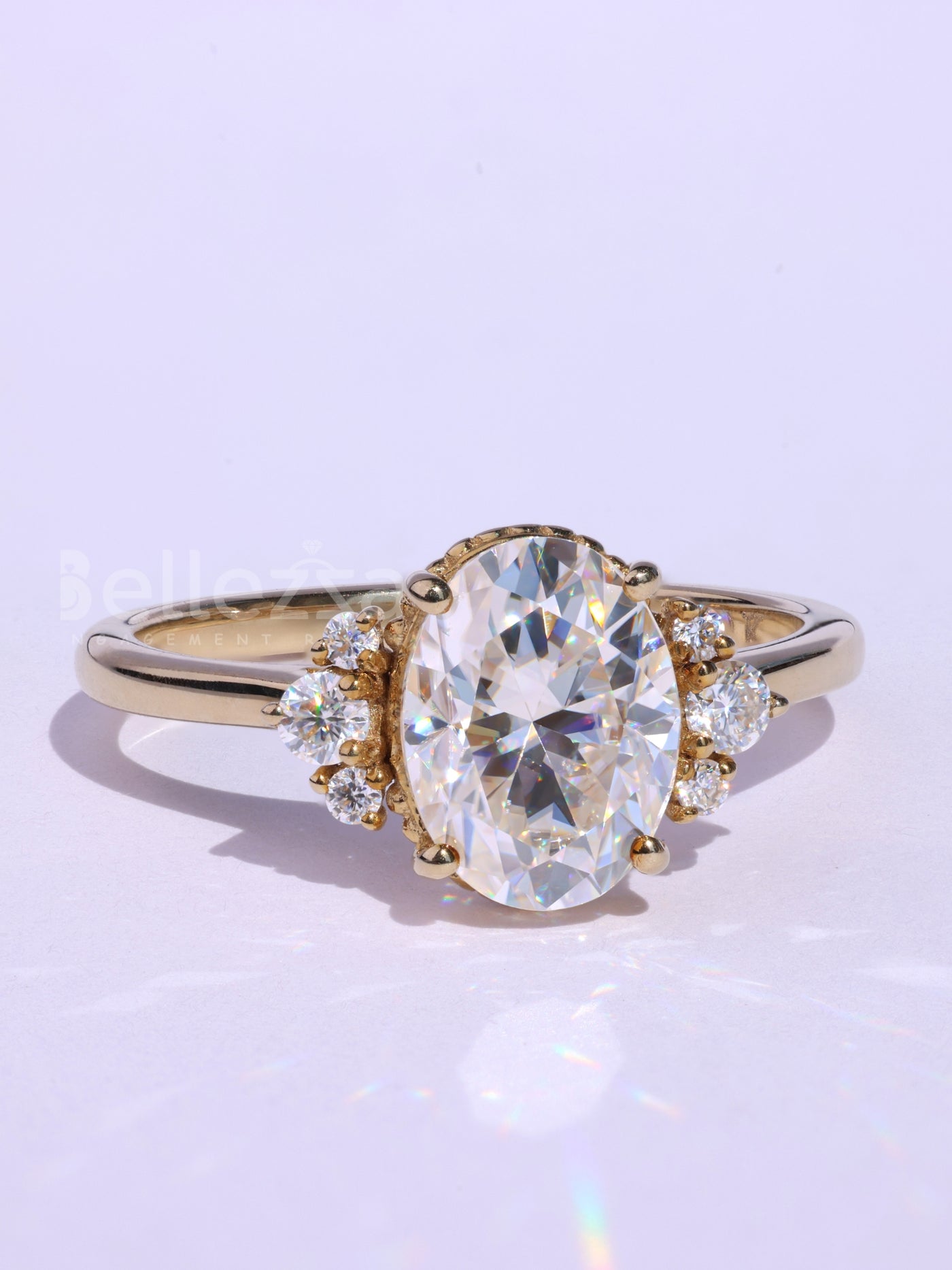 1.50CT Oval Cut Cluster Diamond Moissanite Engagement Ring