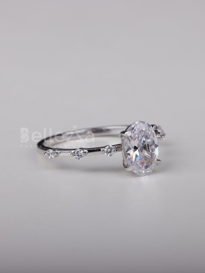 2.0CT Oval Cut Petite Pave Setting Moissanite Engagement Ring