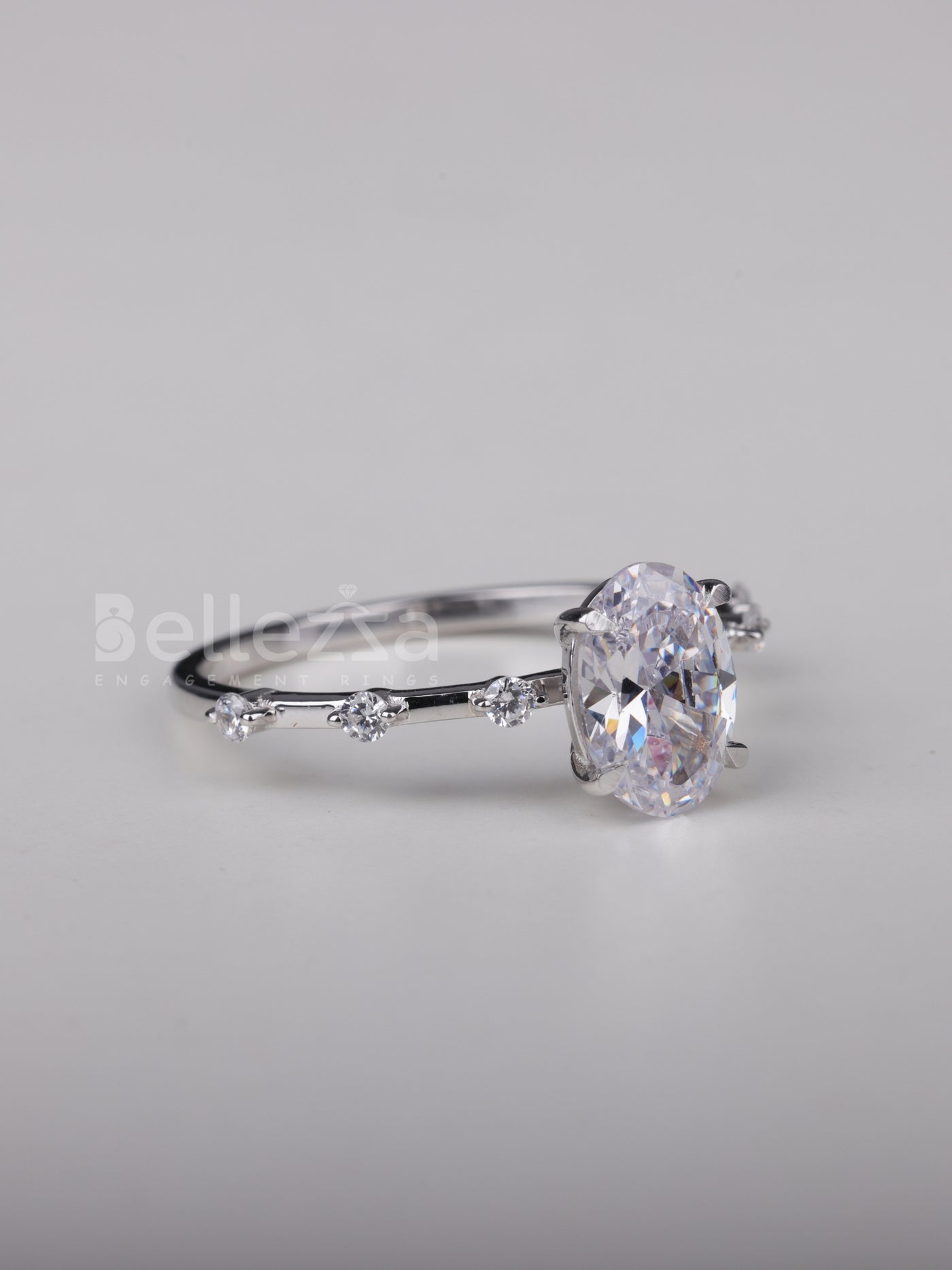 2.0CT Oval Cut Petite Pave Setting Moissanite Engagement Ring