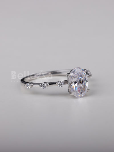2.0CT Oval Cut Petite Pave Setting Moissanite Engagement Ring
