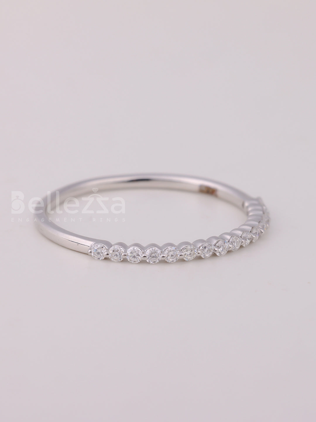 Round Cut Diamond Half Eternity Wedding Band For Her