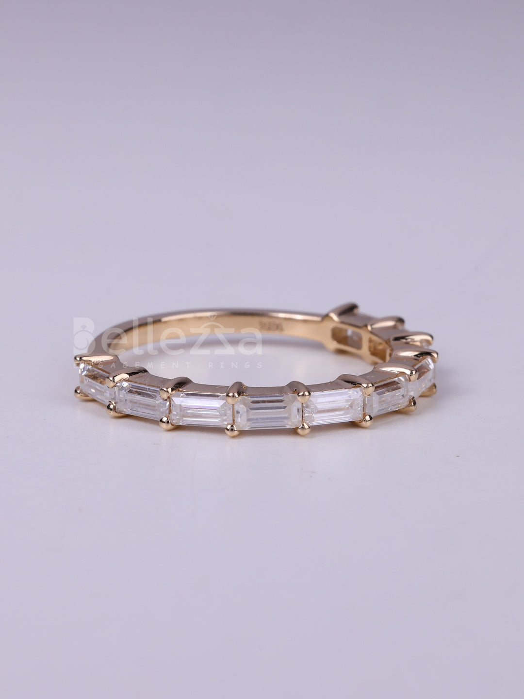 East West Baguette Cut Half Eternity Wedding Band For Her