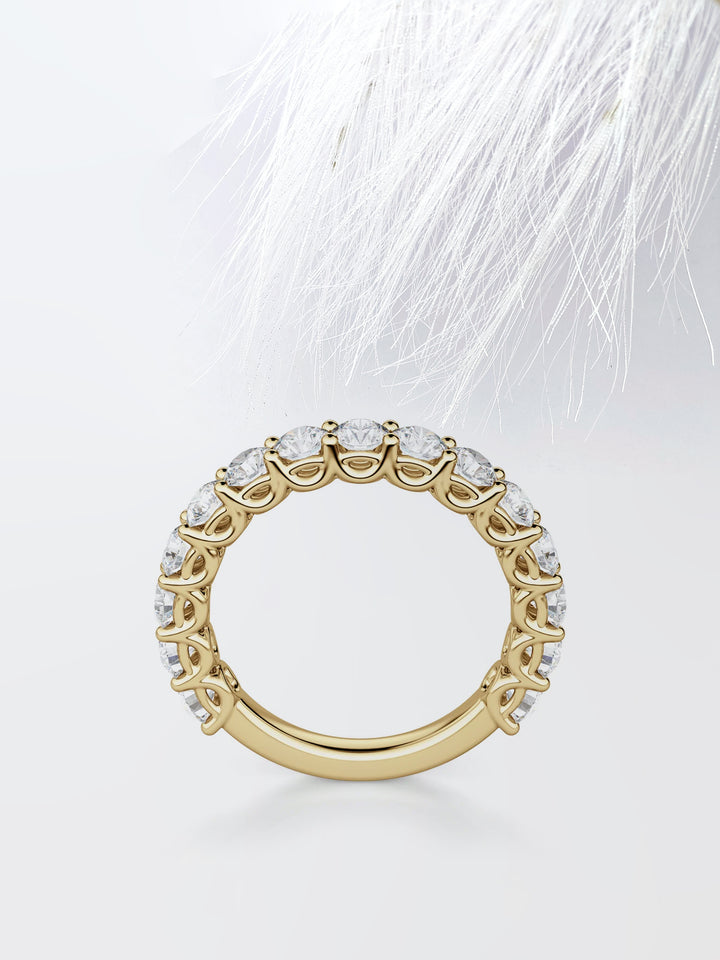 Round Cut Semi Eternity (3\4) Diamond Wedding Band For Women