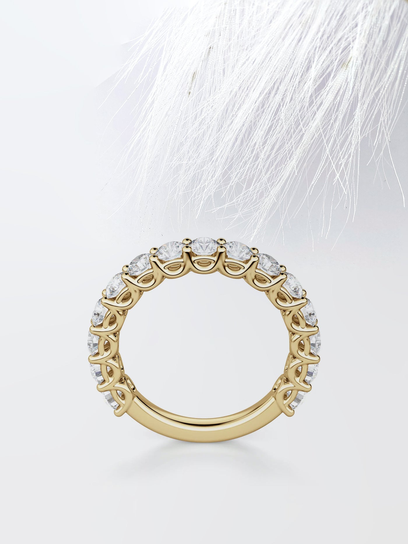 Round Cut Semi Eternity (3\4) Diamond Wedding Band For Women