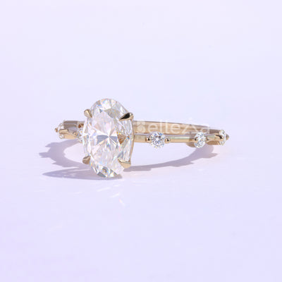 1.50CT Oval Cut Petite Pave Moissanite Engagement Ring - Ready To Ship