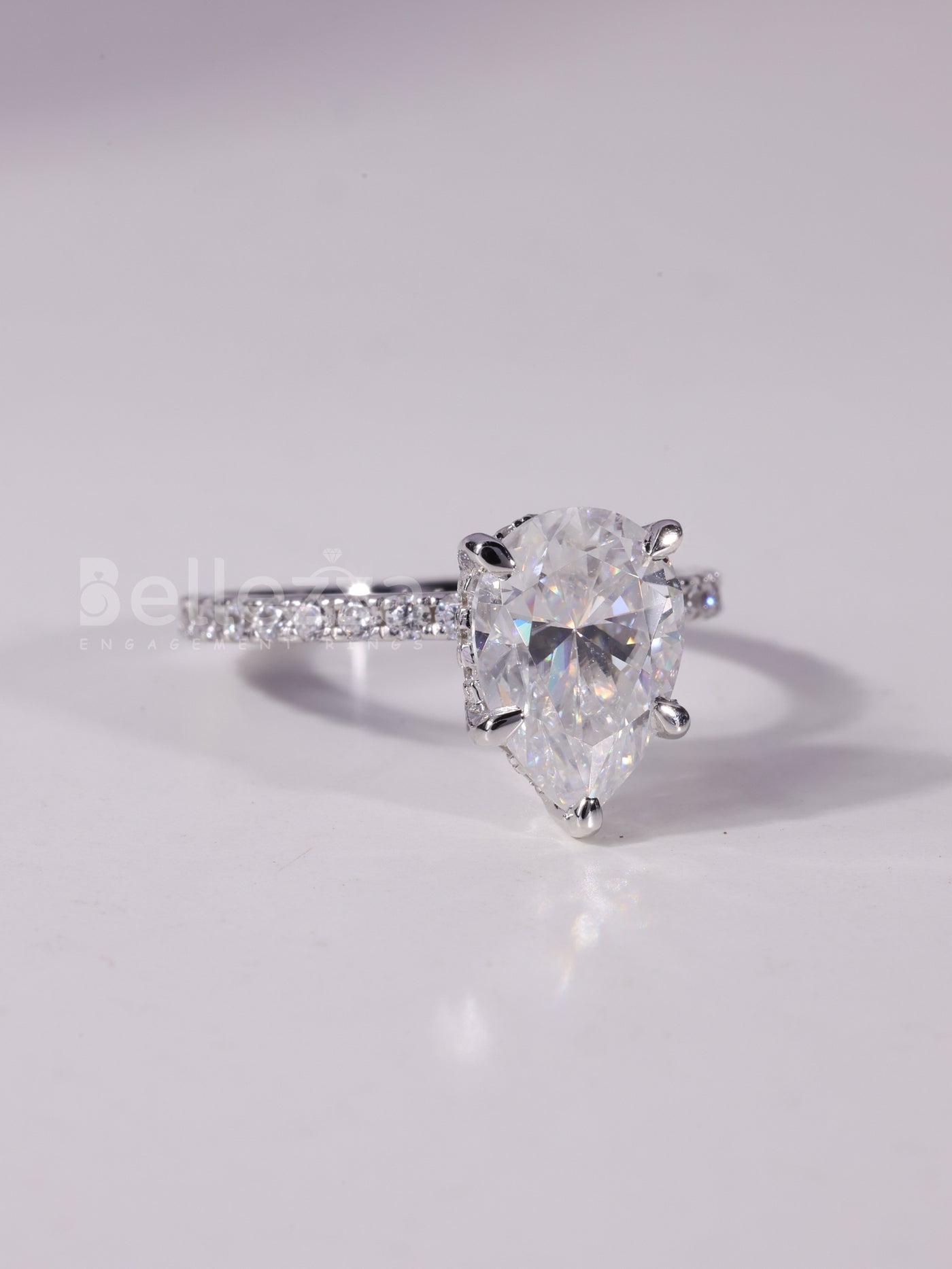 1.0CT-3.0CT Pear Cut Diamond Pave Setting Engagement Ring