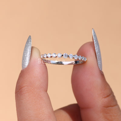 Round Cut Half Eternity Moissanite Wedding Band - Ready To Ship