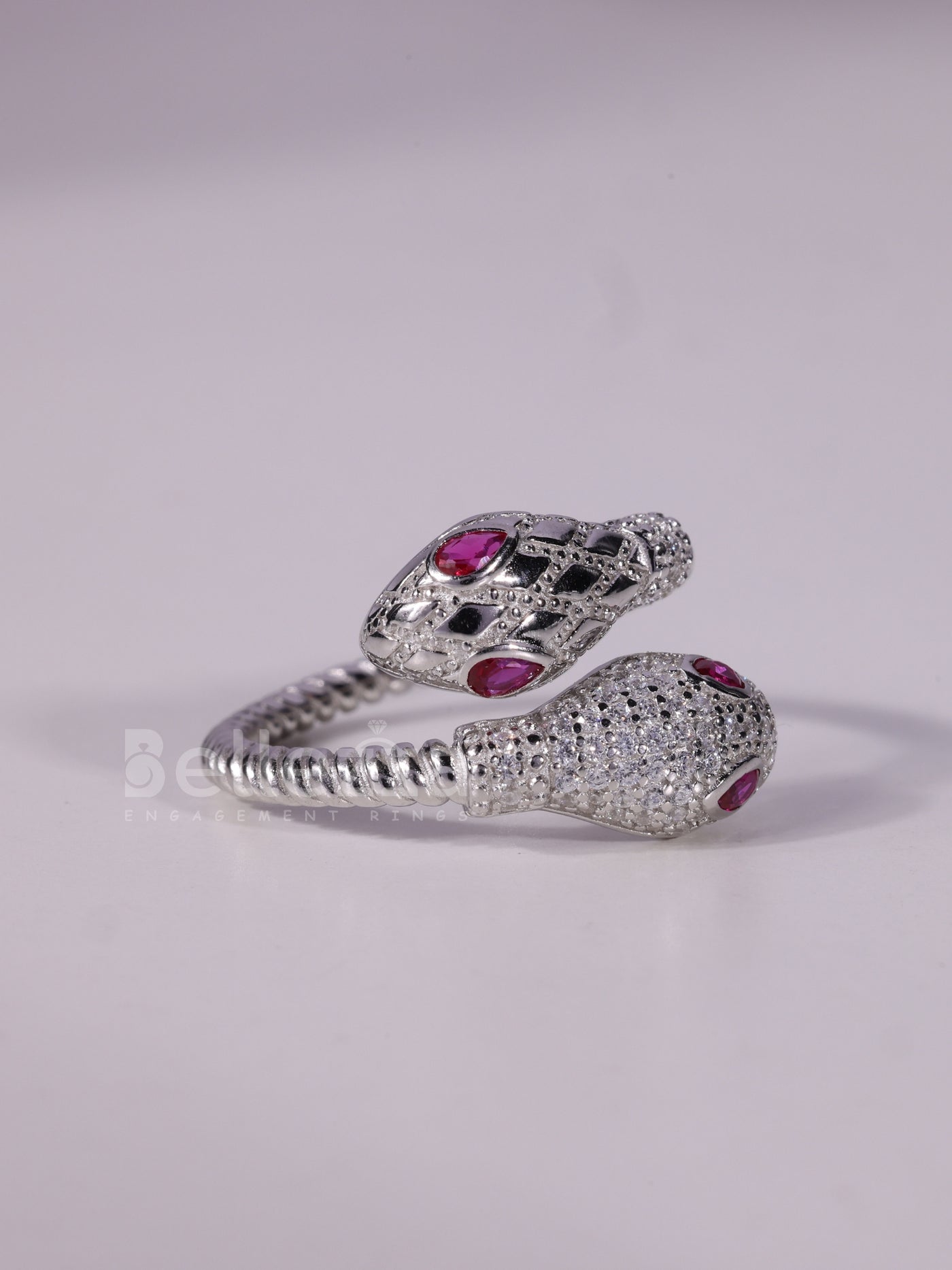 0.40TCW Pink Pear Cut Diamond Snake Style Unique Spiral Ring