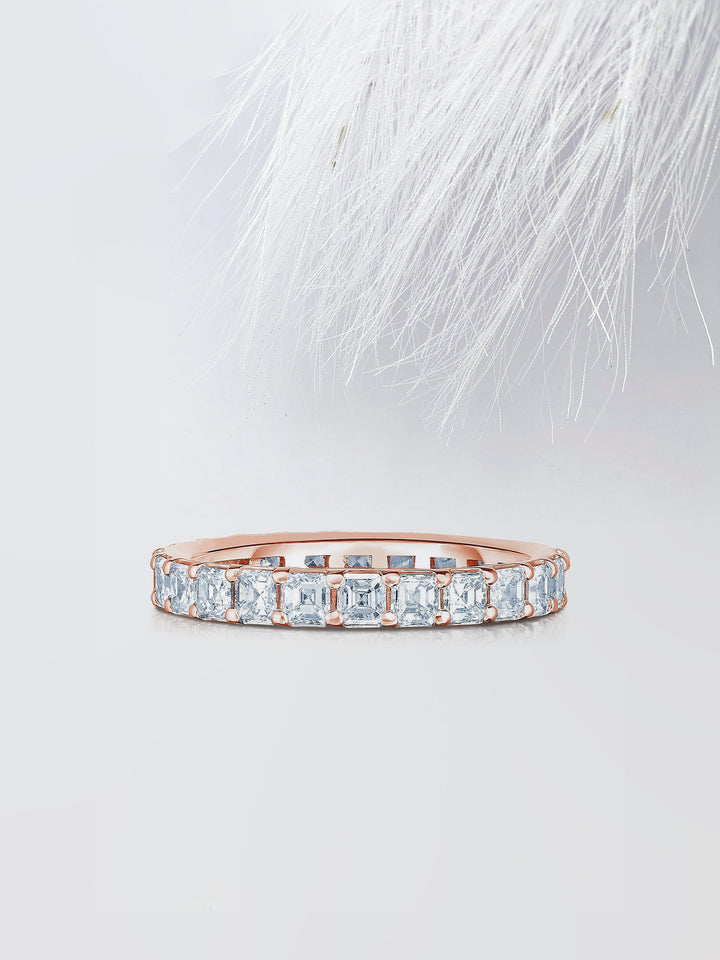 Asscher Cut Eternity Diamond Wedding Band For Women