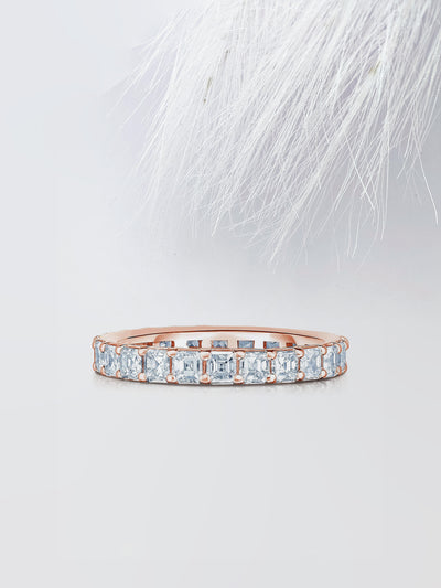 Asscher Cut Eternity Diamond Wedding Band For Women