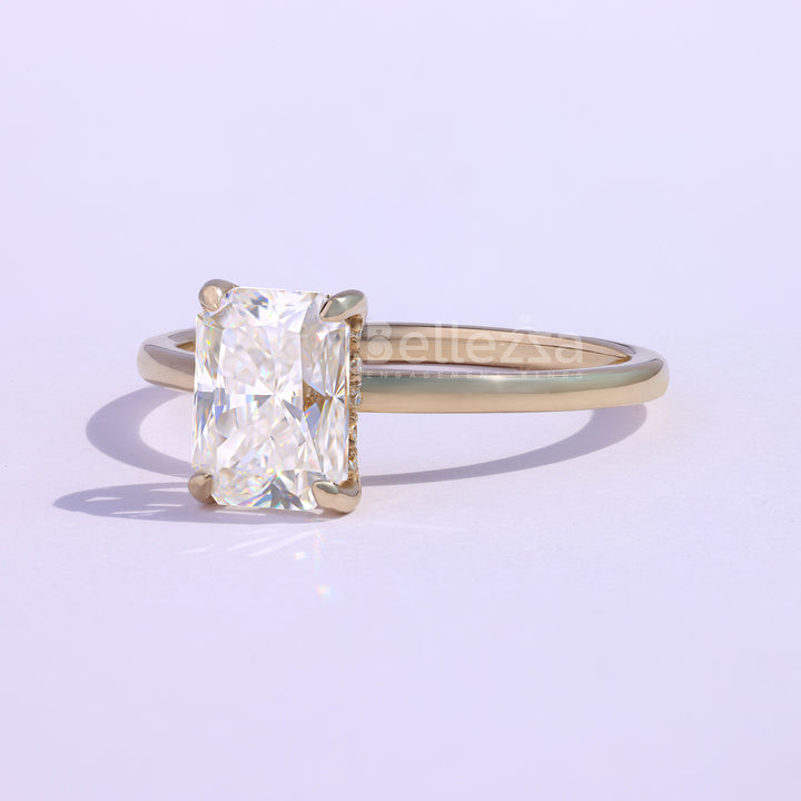 1.50CT Radiant Cut Moissanite Hidden Halo Engagement Ring - Ready to Ship