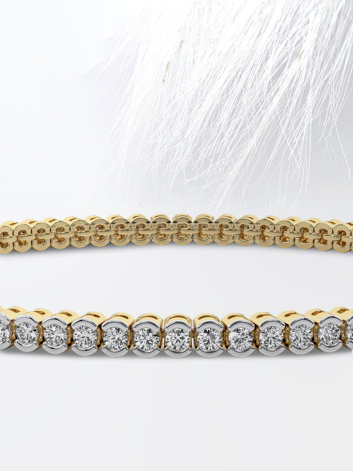 3.0ct Round Cut Half Bezel Moissanite Tennis Diamond Bracelet 14k White Gold