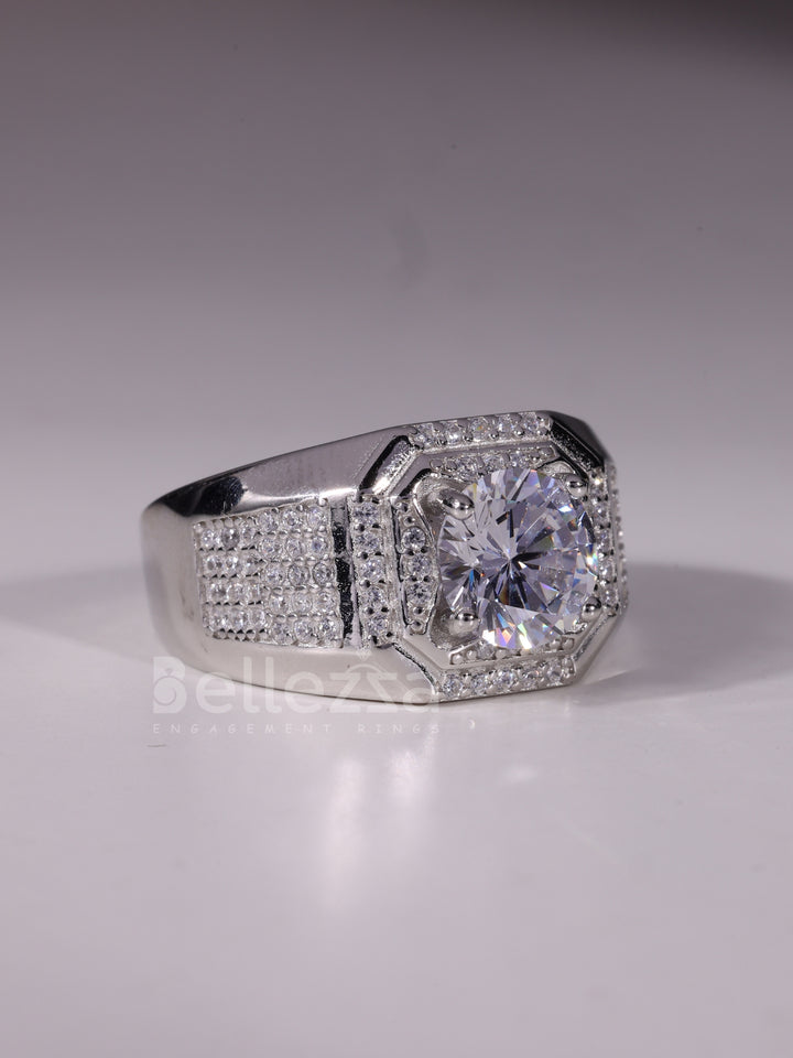 1.50CT Round Cut Cluster Diamond Men's Wedding Ring In Gold