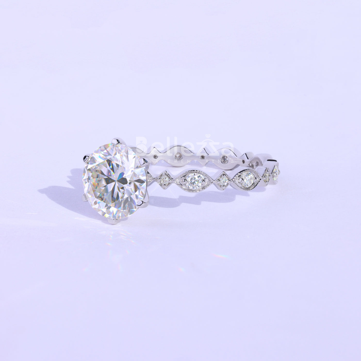 2.0CT Round Cut Vintage Moissanite Engagement Ring - Ready To Ship