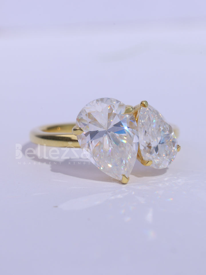1.50CTW Pear Cut Alternaative Toi Et Moi Moissanite Engagement Ring