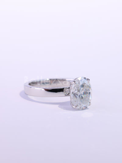 1.0CT Oval Cut Classic Solitaire Wide Band Engagement Ring