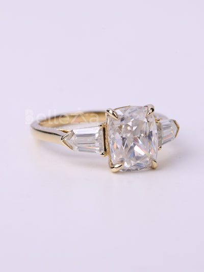 1.50CT Elongated Cushion Cut Three Stone Engagement Ring