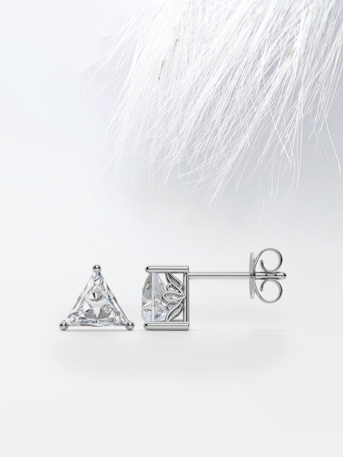 1.0CT Triangle Cut Stud Moissanite Diamond Earrings For Women