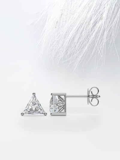 1.0CT Triangle Cut Stud Moissanite Diamond Earrings For Women