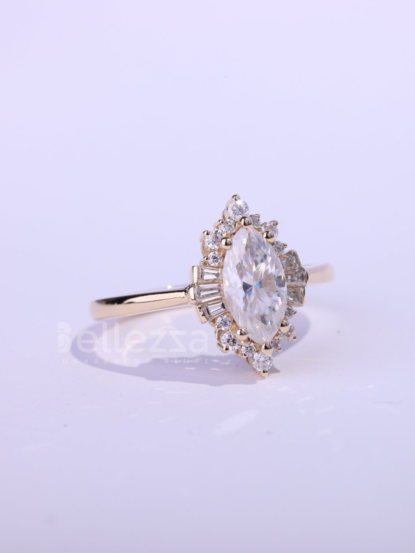 1.0CT-2.0CT Marquise Cut Cluster Moissanite Engagement Ring