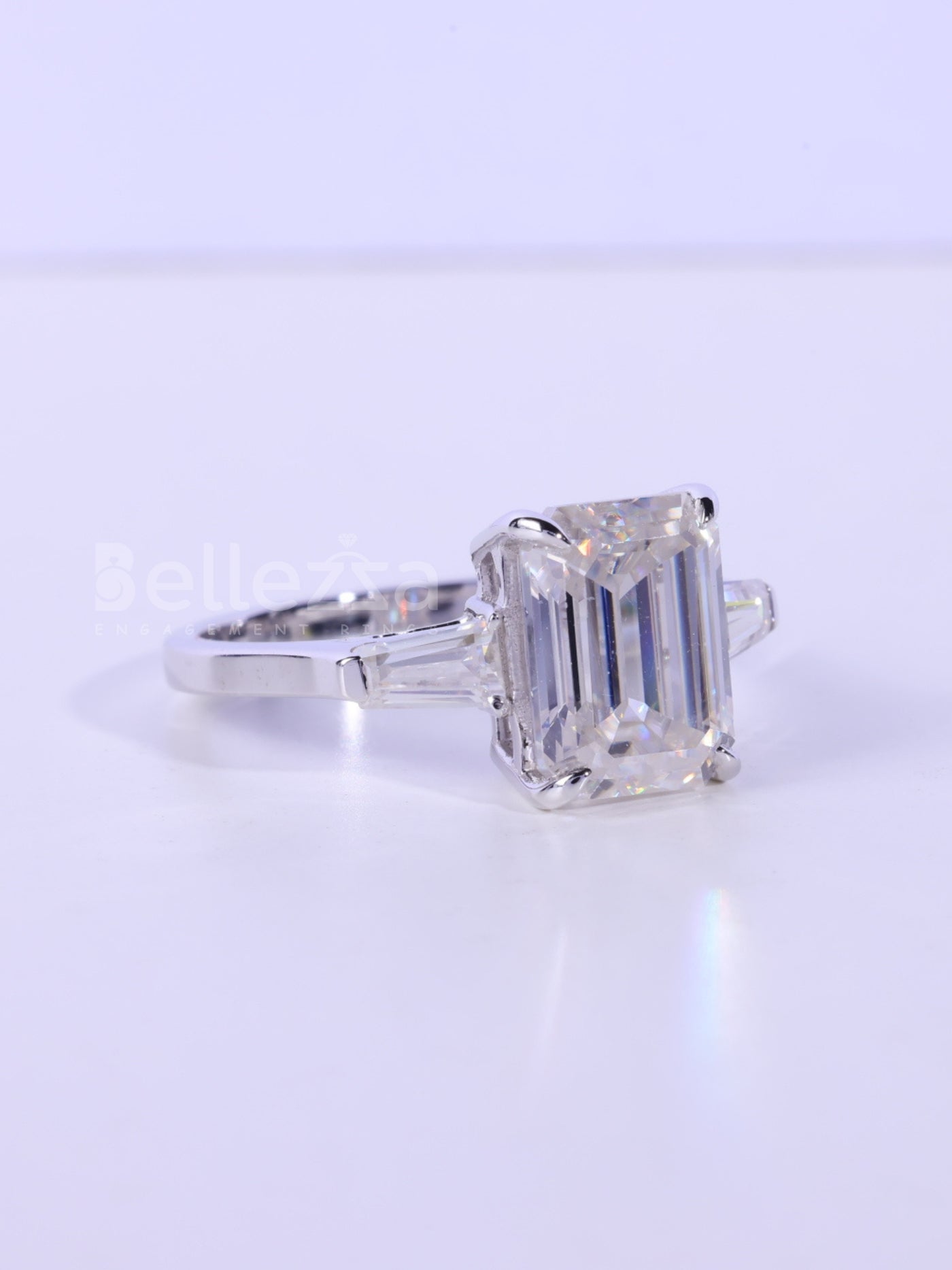 2.0CT-3.0CT Emerald Cut Three Stone Engagement Ring
