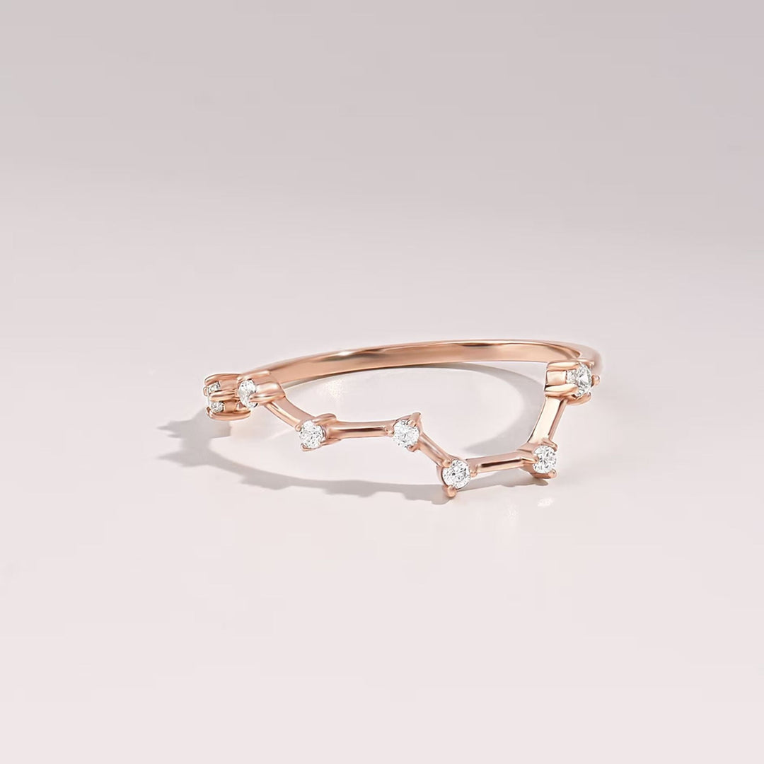 Moissanite Diamond Constellation Ring for Women 14k Solid Gold