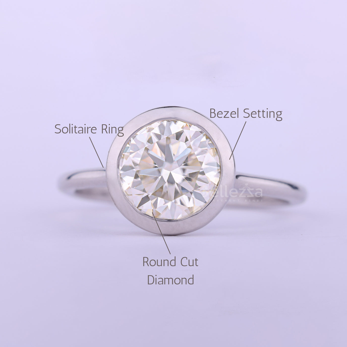 1.50CT Round Cut Bezel Setting Moissanite Engagement Ring