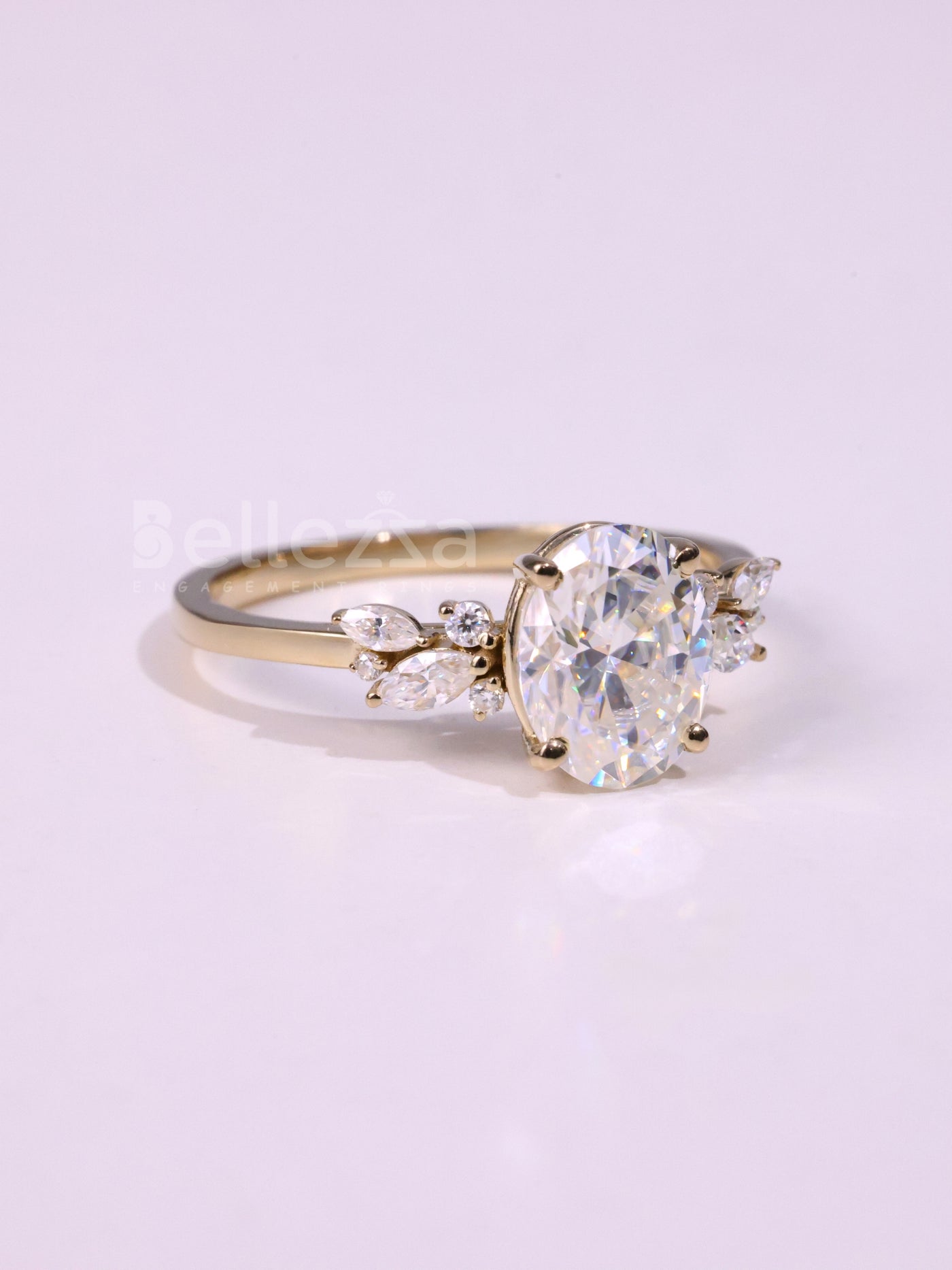 1.50CT Oval Cut Diamond Cluster Moissanite Engagement Ring