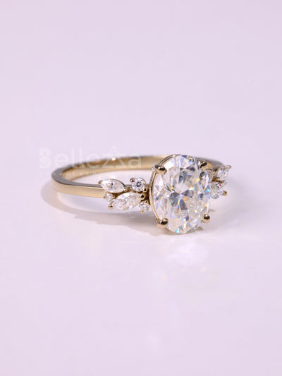 1.50CT Oval Cut Diamond Cluster Moissanite Engagement Ring