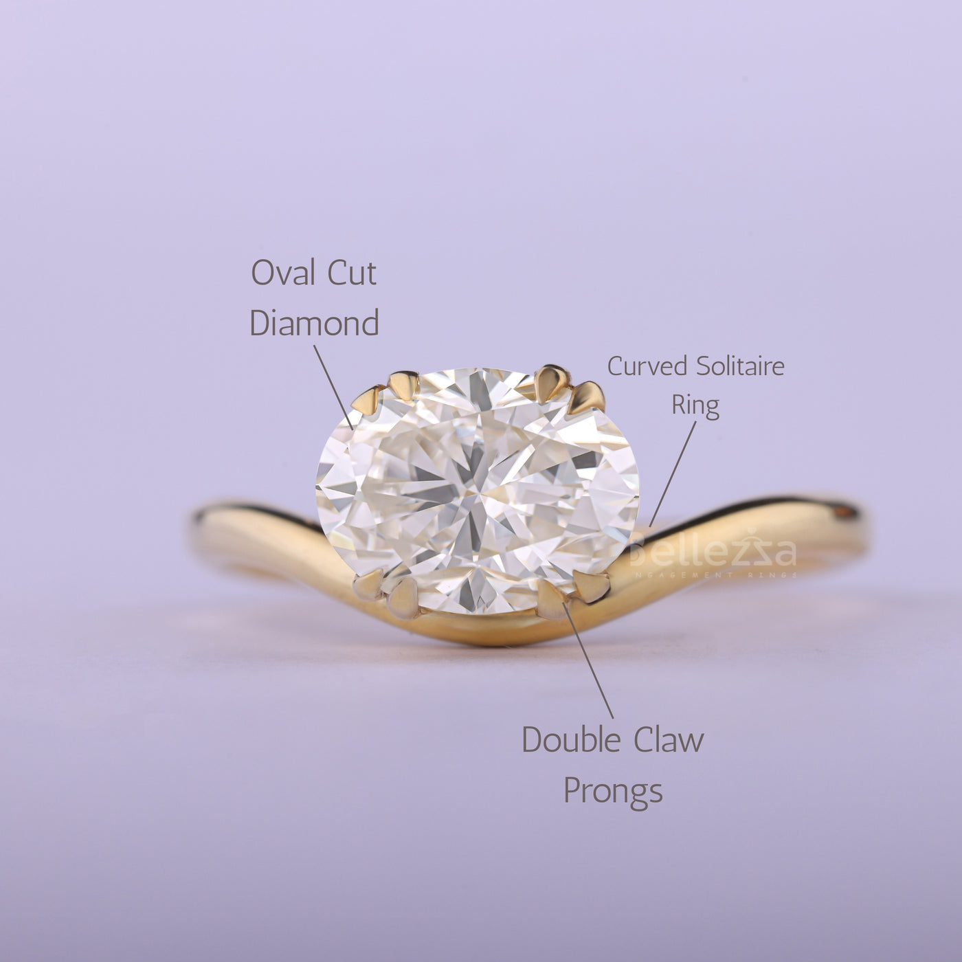 1.50CT East-West Oval Cut Curved Solitaire Engagement Ring