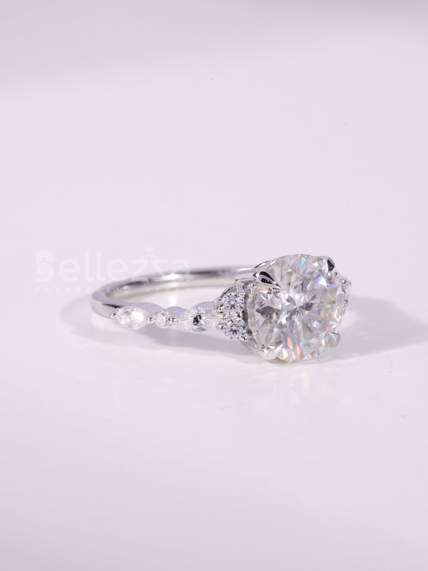 1.0CT-2.0CT Round Brilliant Cut Cluster Diamodn Engagement Ring