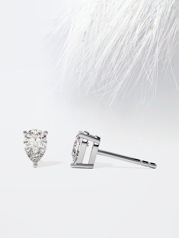 Pear Cut Solitaire Moissanite Stud Diamond Earrings For Women