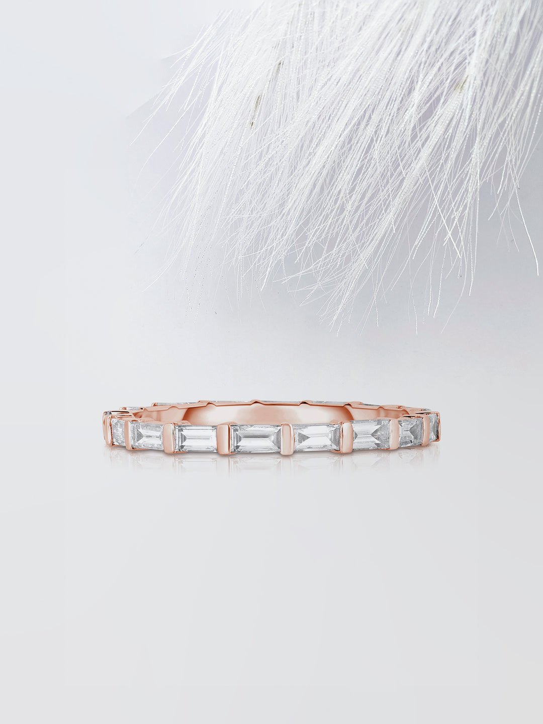 Baguette Cut Bar Eternity Diamond Wedding Band For Women