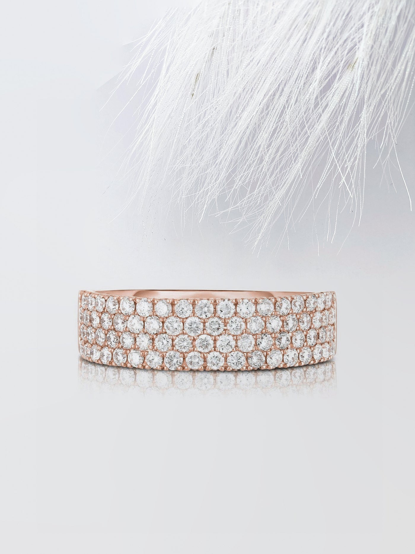 Round Cut Four Row Stackable Pave Diamond Wedding Band For Women