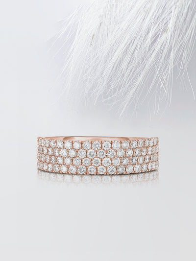 Round Cut Four Row Stackable Pave Diamond Wedding Band For Women