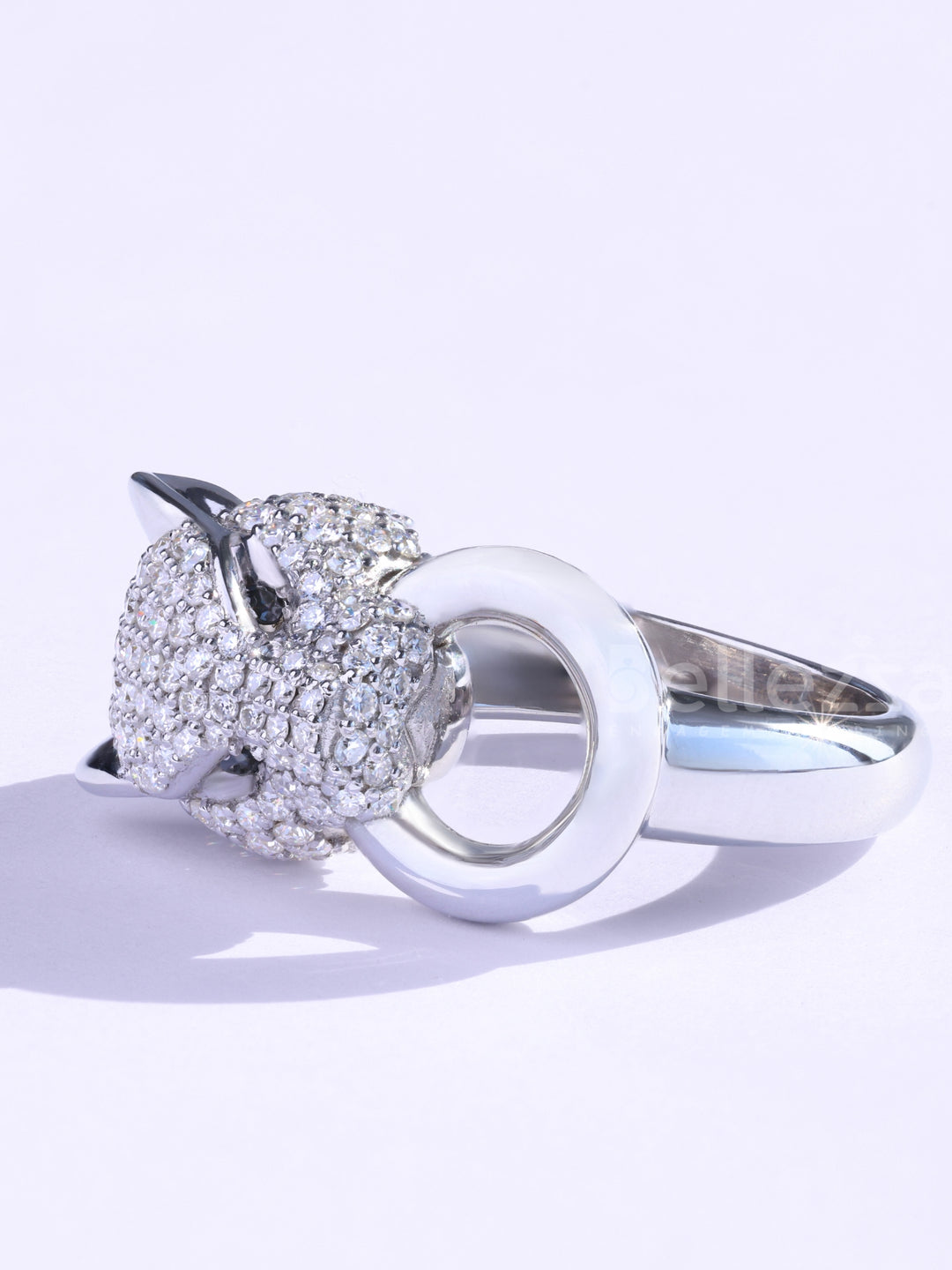 Round Cut Cluster Diamond Lion Face Moissanite Men's Ring