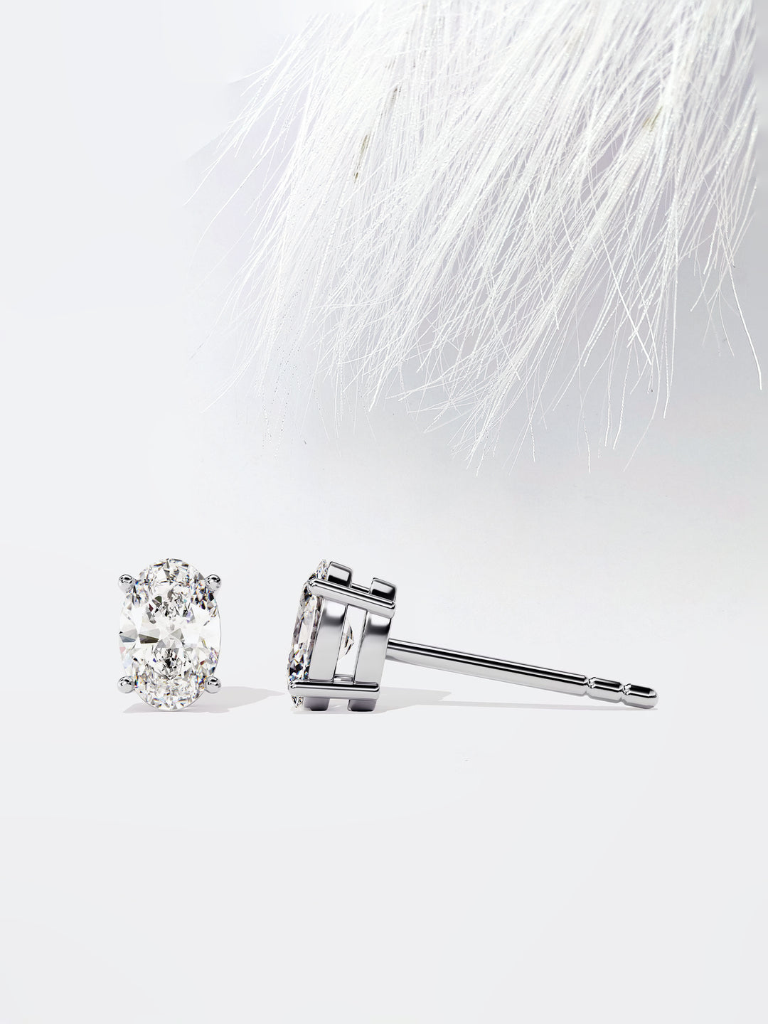 Oval Cut Solitaire Moissanite Stud Diamond Earrings For Women