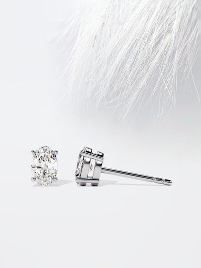 Oval Cut Solitaire Moissanite Stud Diamond Earrings For Women