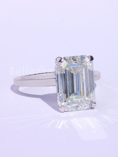 1.50CT Emerald Cut Hidden Halo Moissanite Engagement RIng