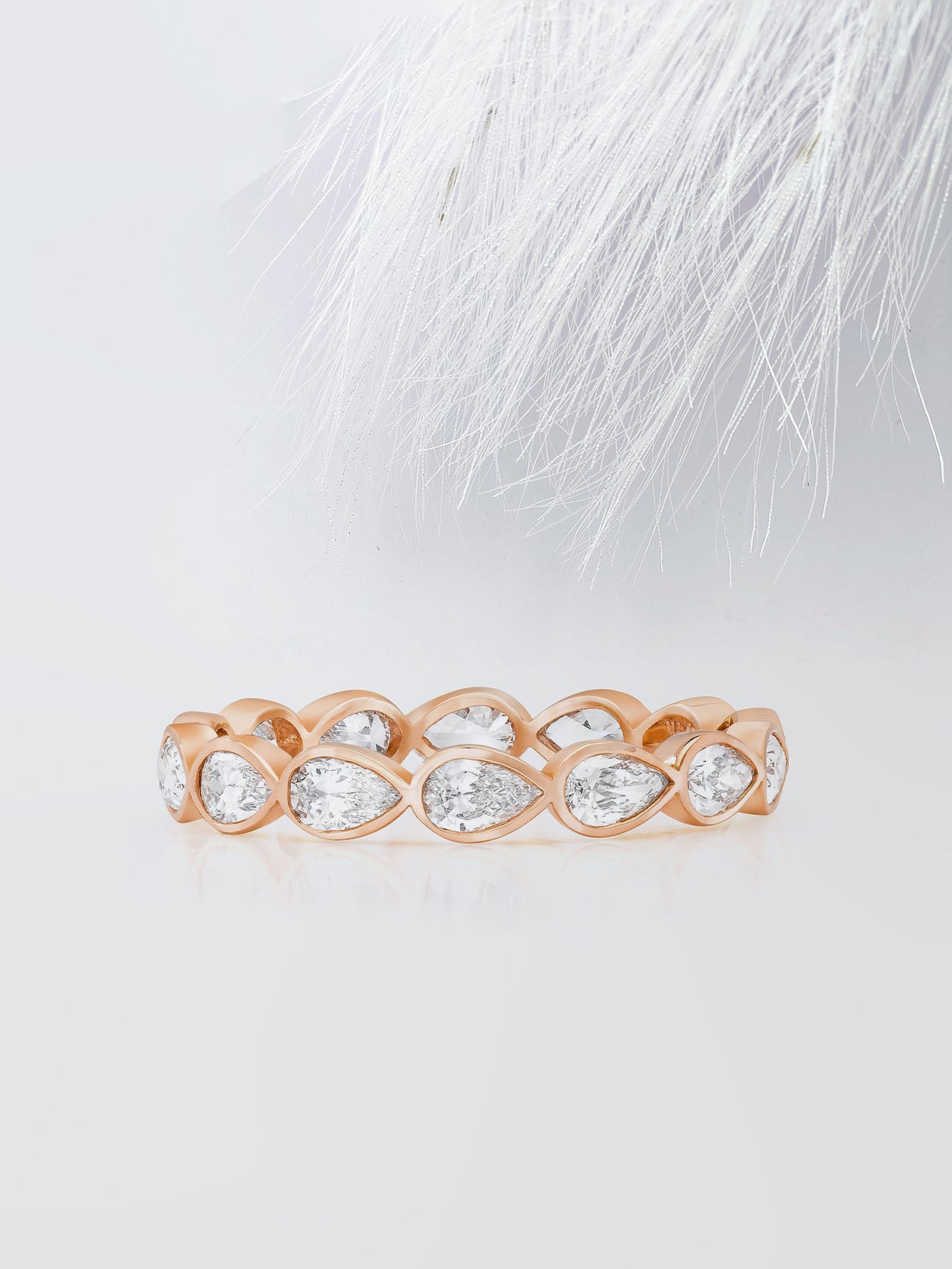 Pear Cut Bezel Diamond Wedding Band For Women