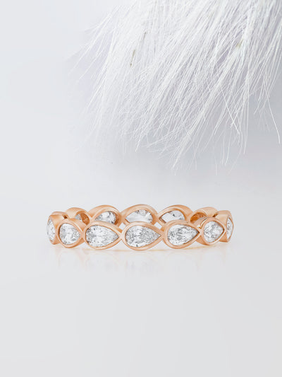 Pear Cut Bezel Diamond Wedding Band For Women
