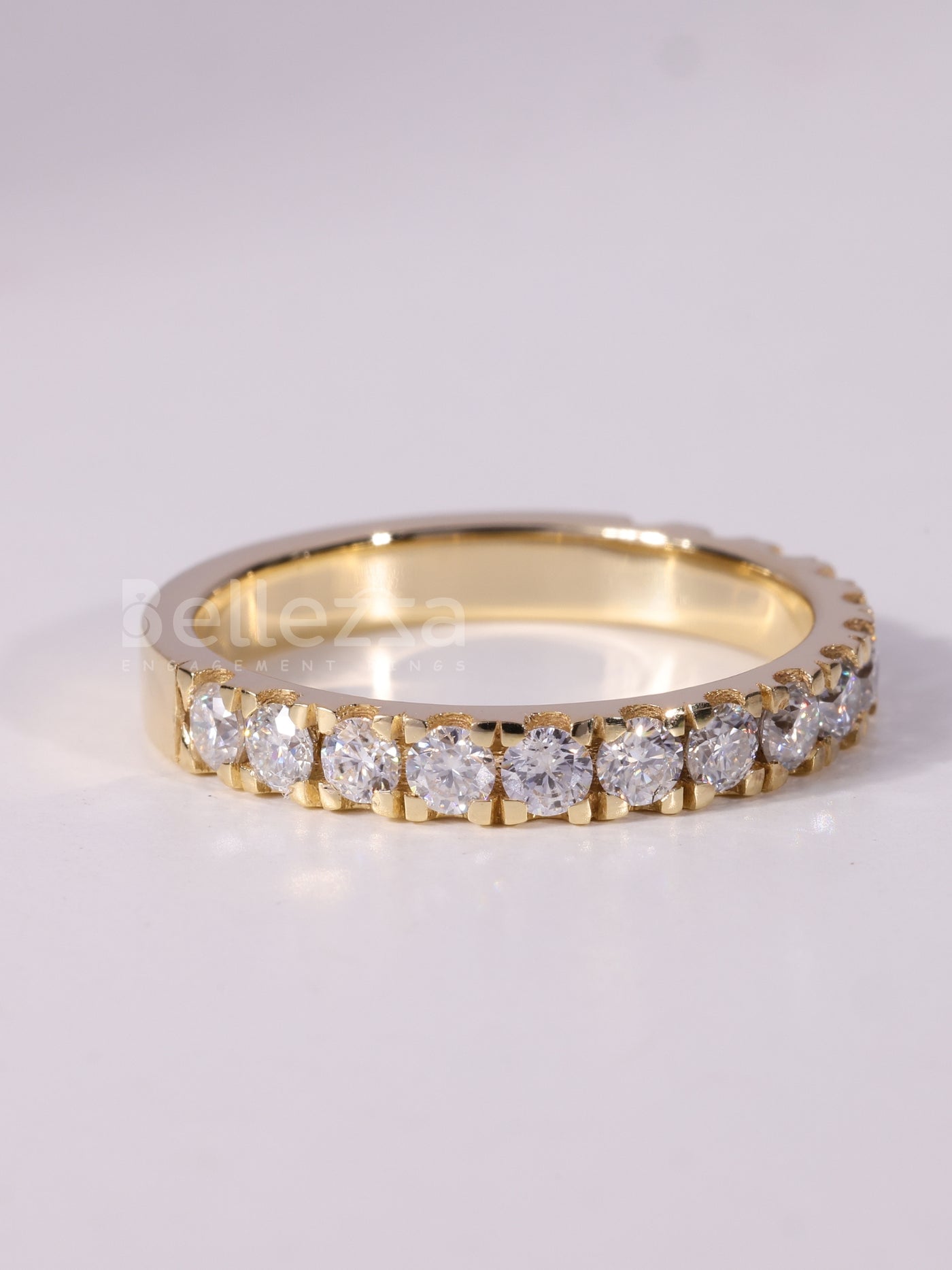 0.60TCW Round Cut Diamond Half Eternity Wedding Band