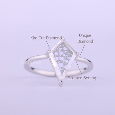 1.0CT Kite Cut Diamond Solitaire Moissanite Engagement Ring